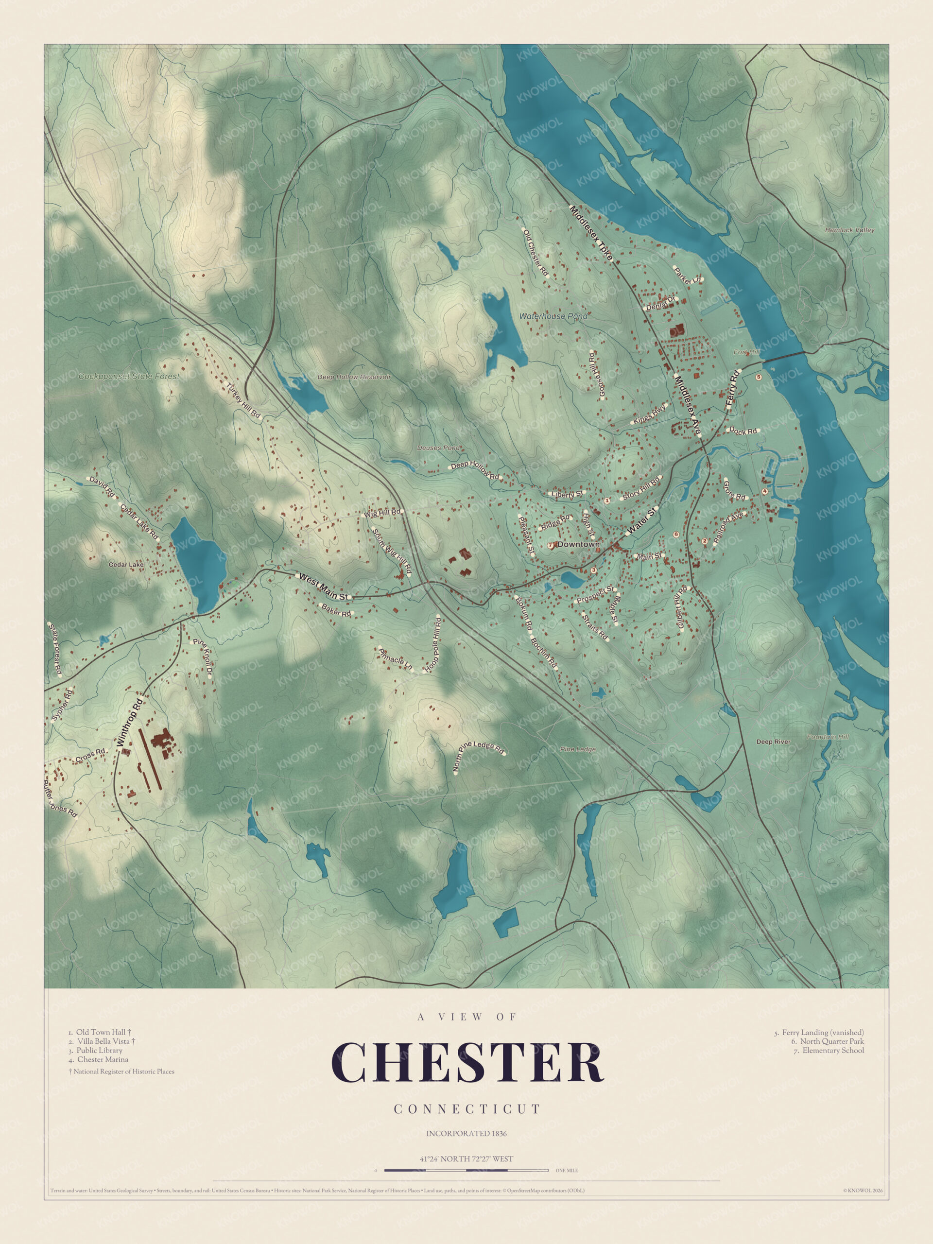 Map of Chester, Connecticut