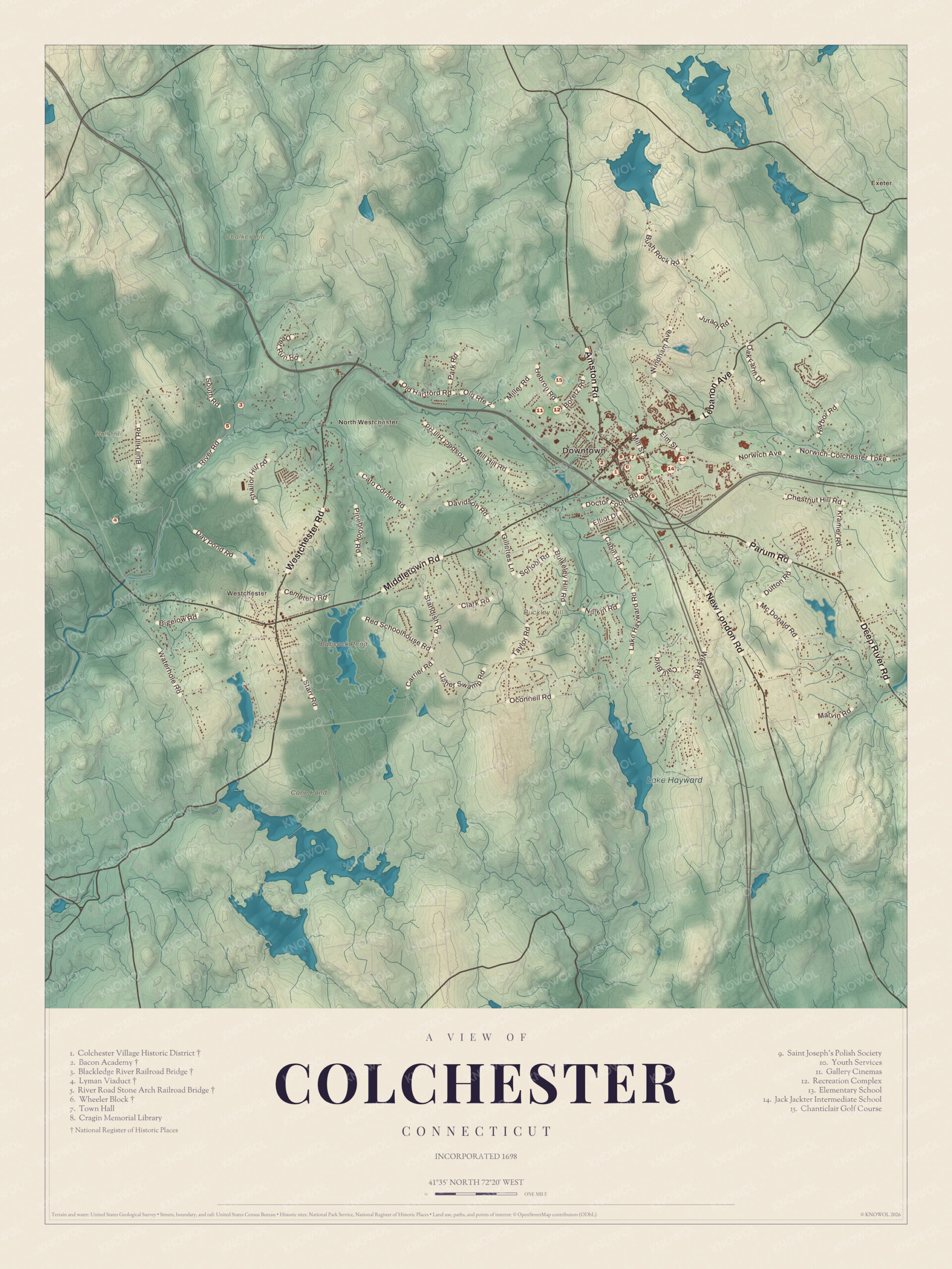 Map of Colchester, Connecticut