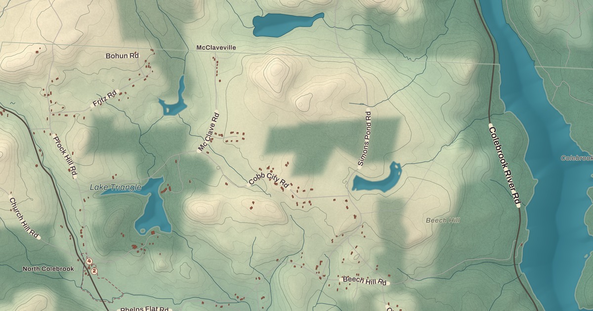 Beautifully Detailed Map of Colebrook, Connecticut