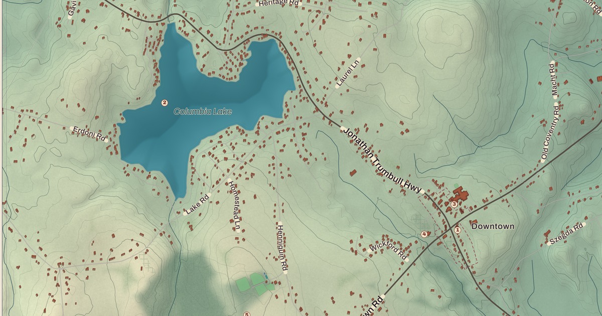 Beautifully Detailed Map of Columbia, Connecticut