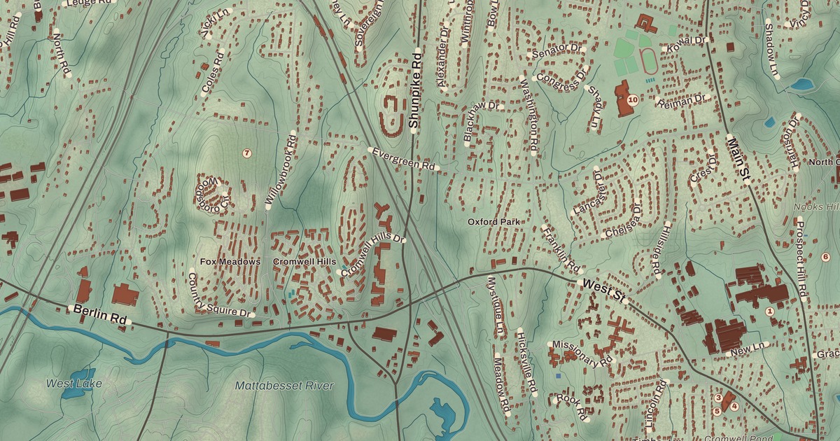 Beautifully Detailed Map of Cromwell, Connecticut