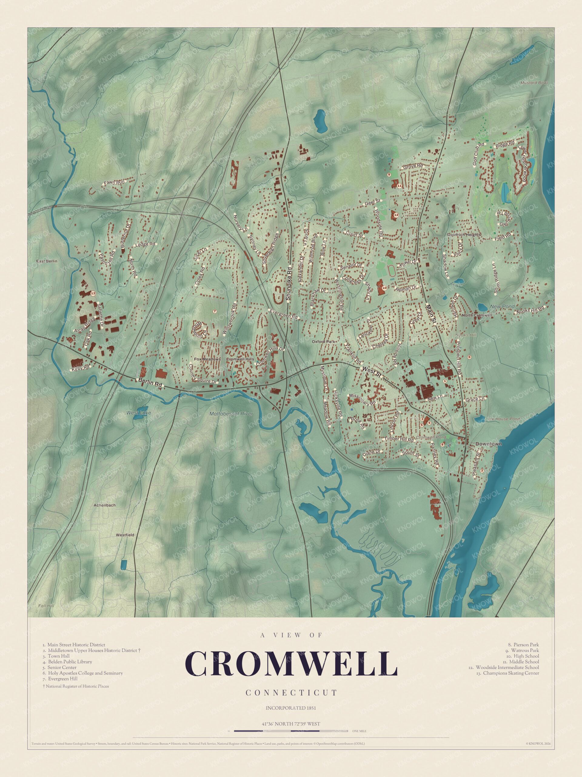 Map of Cromwell, Connecticut