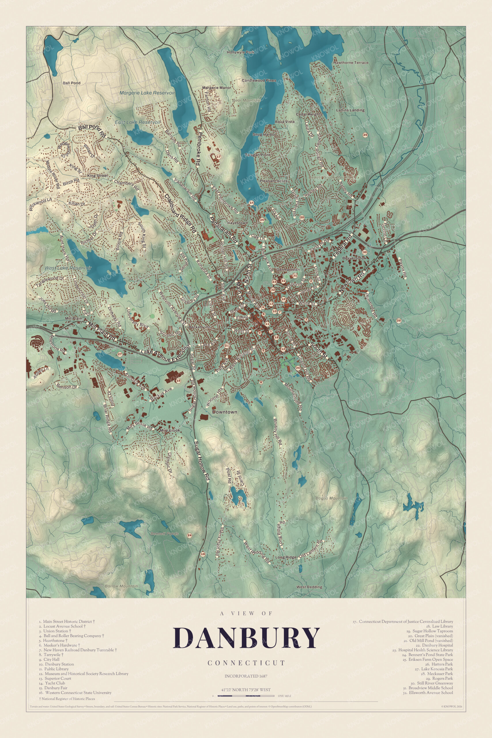 Map of Danbury, Connecticut