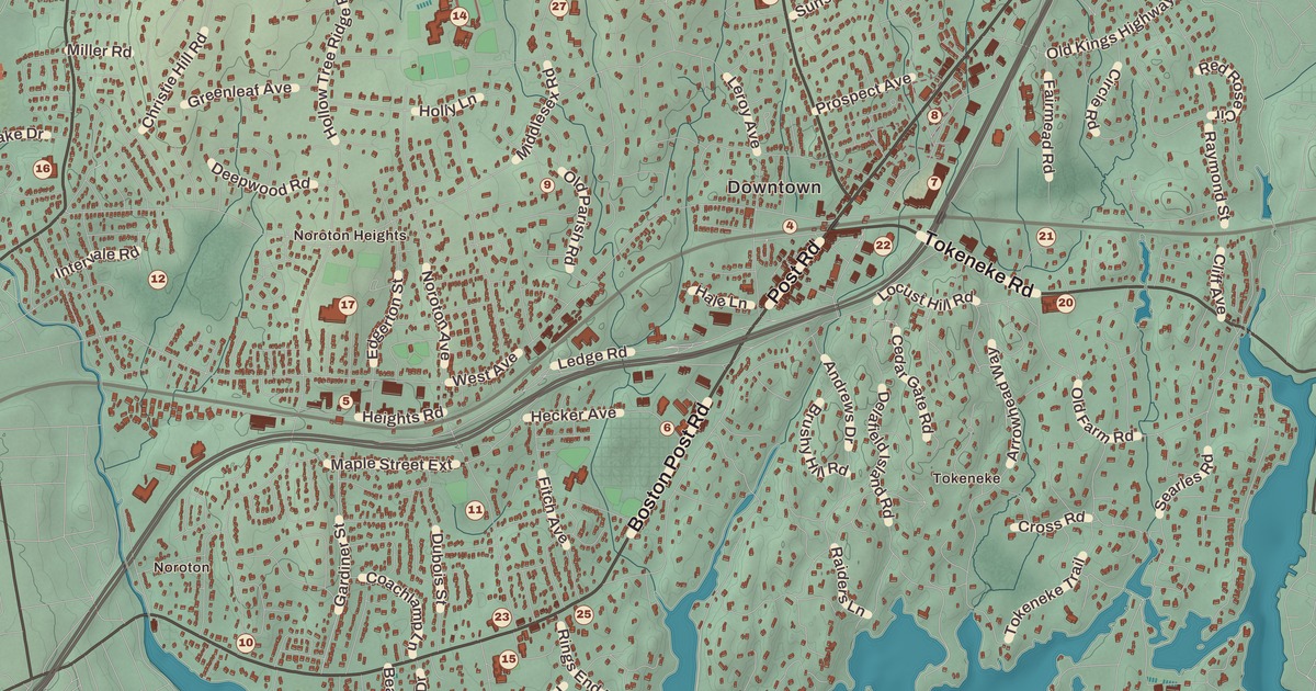 Beautifully Detailed Map of Darien, Connecticut