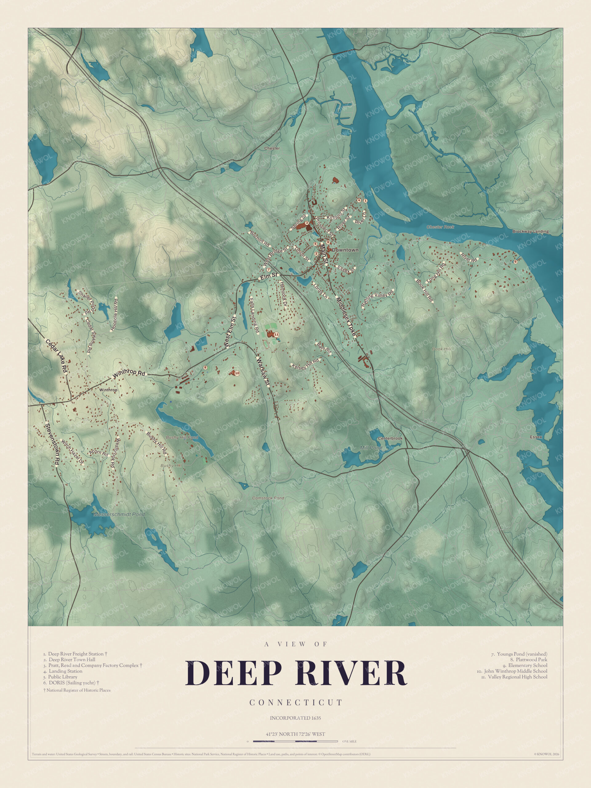 Map of Deep River, Connecticut
