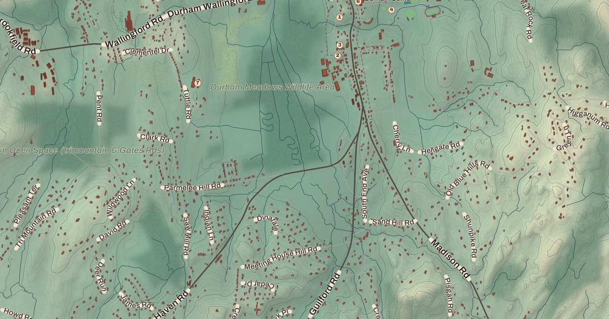 Beautifully Detailed Map of Durham, Connecticut