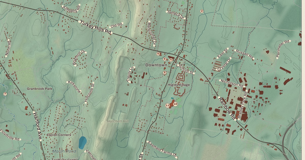 Beautifully Detailed Map of East Granby, Connecticut