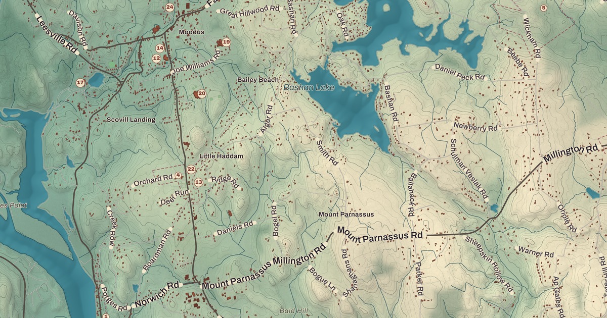 Beautifully Detailed Map of East Haddam, Connecticut