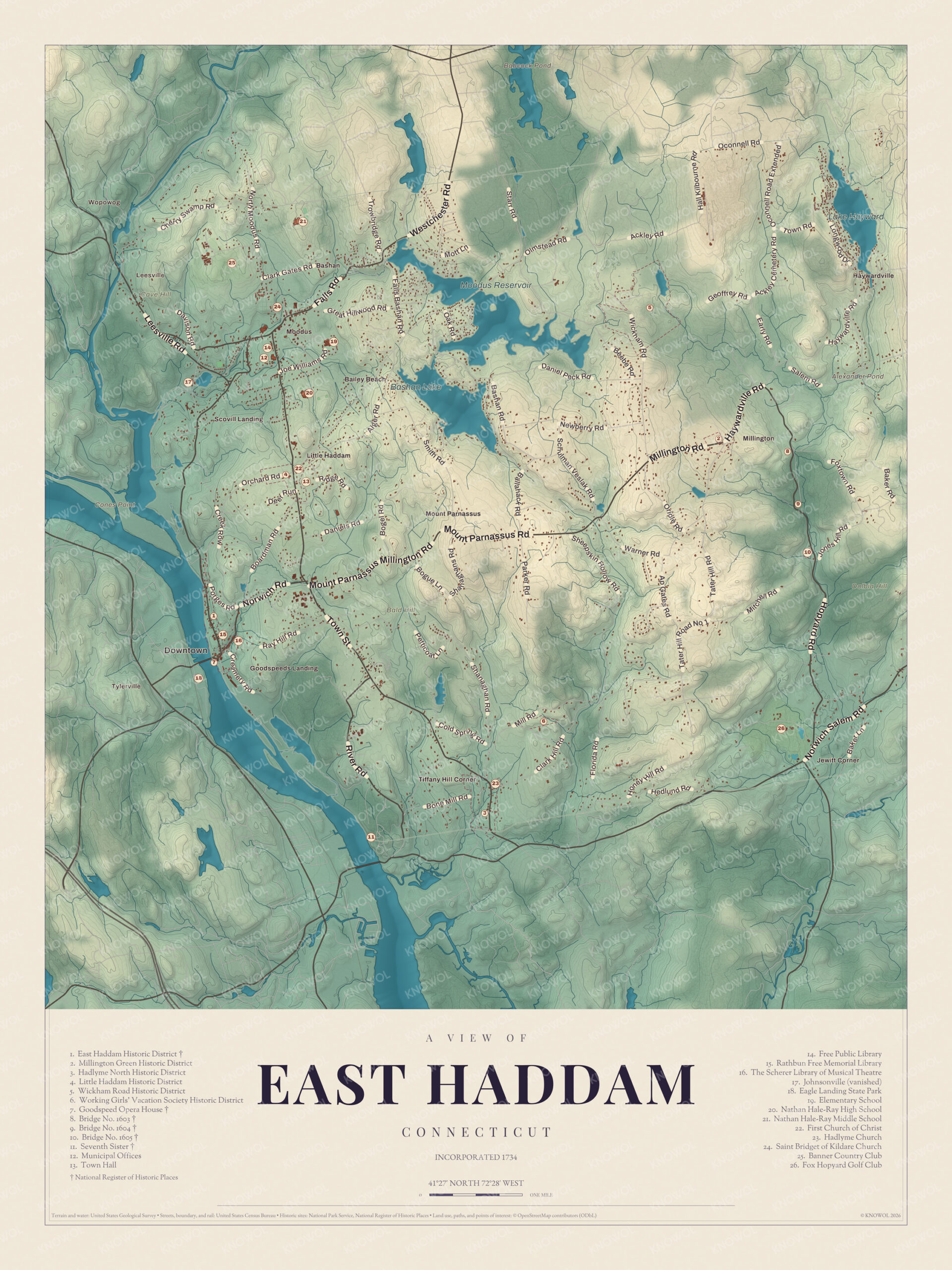 Map of East Haddam, Connecticut