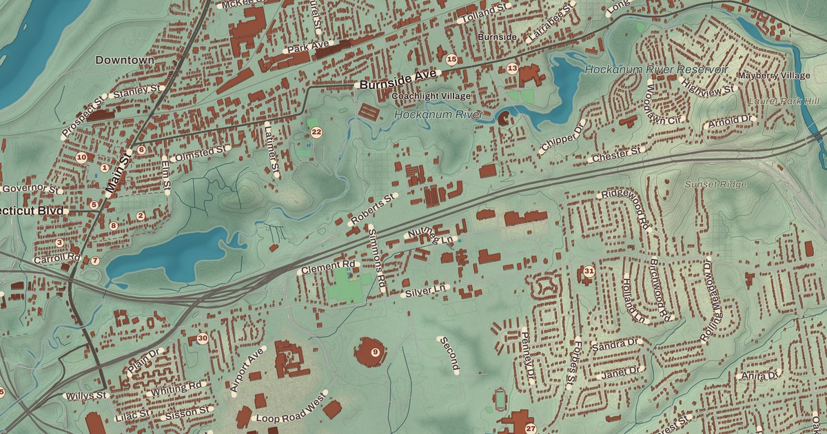 Beautifully Detailed Map of East Hartford, Connecticut