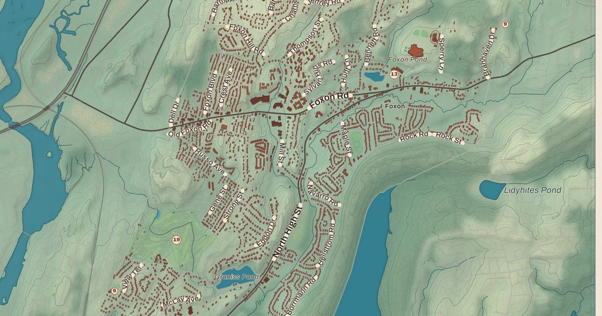 Beautifully Detailed Map of East Haven, Connecticut
