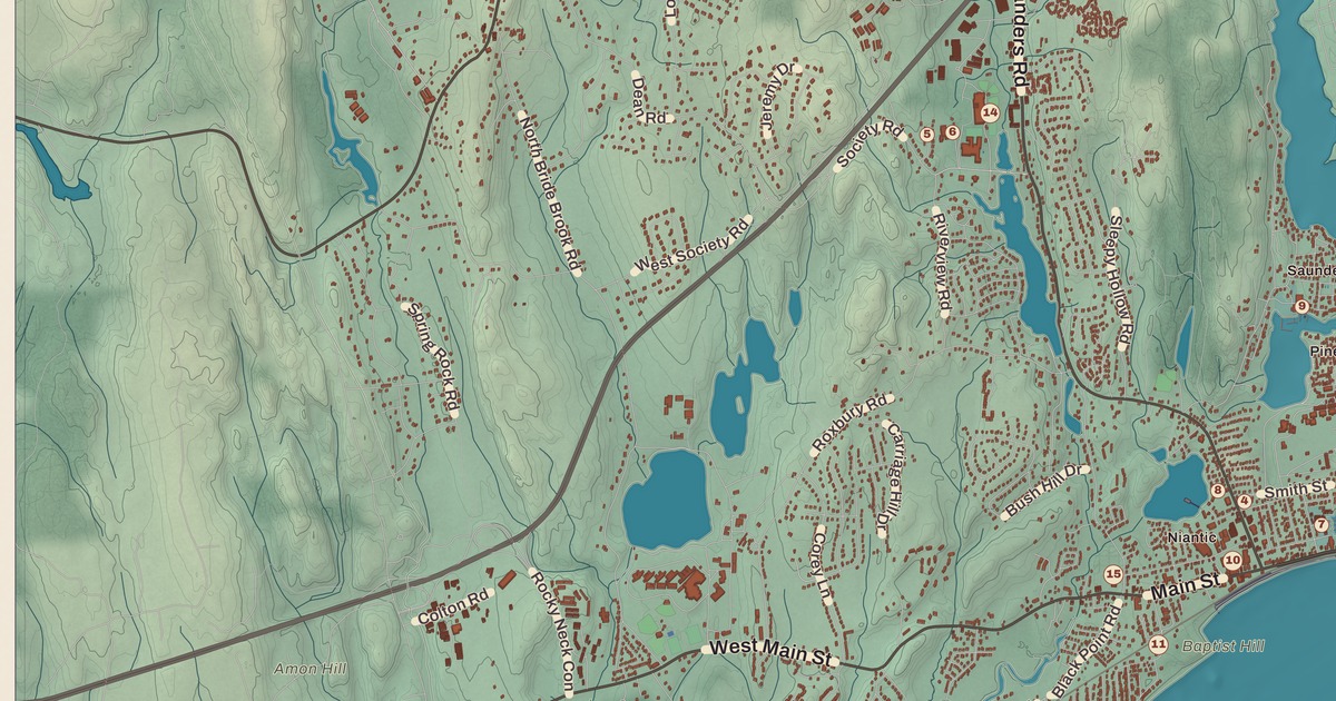 Beautifully Detailed Map of East Lyme, Connecticut