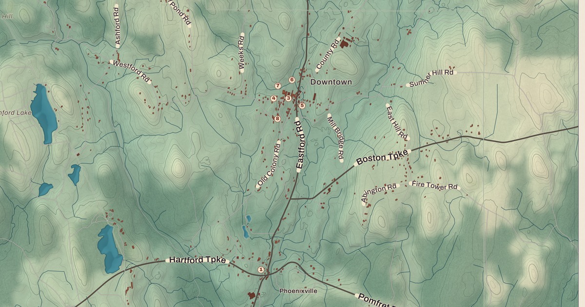 Beautifully Detailed Map of Eastford, Connecticut