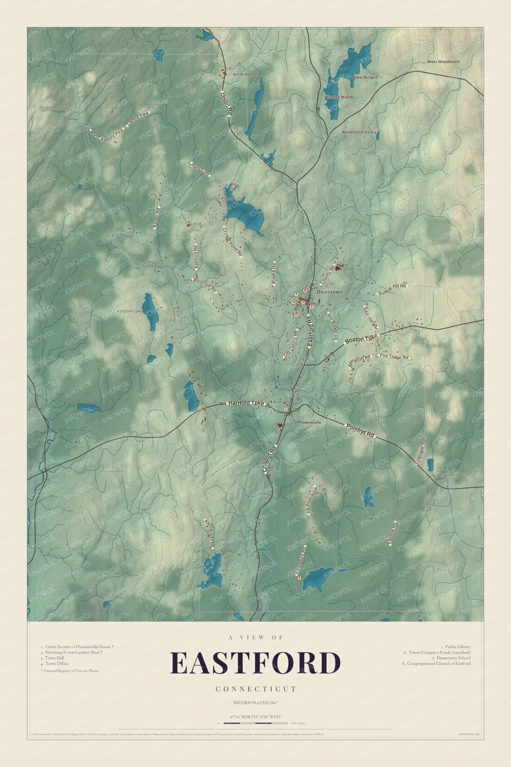 Map of Eastford, Connecticut