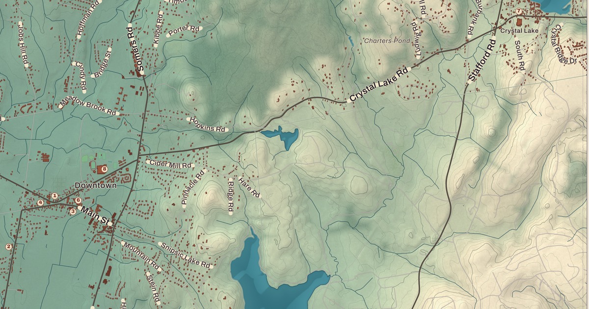 Beautifully Detailed Map of Ellington, Connecticut