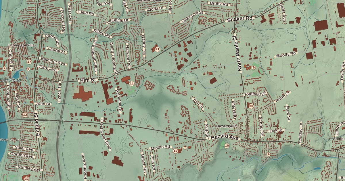 Beautifully Detailed Map of Enfield, Connecticut