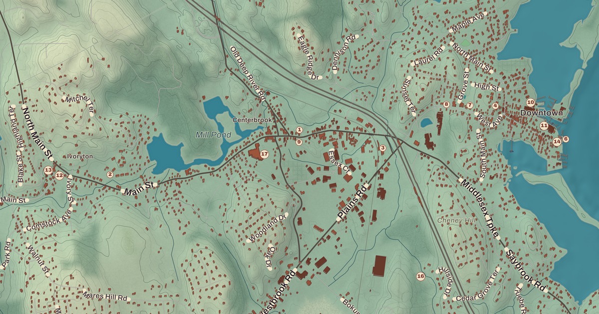 Beautifully Detailed Map of Essex, Connecticut