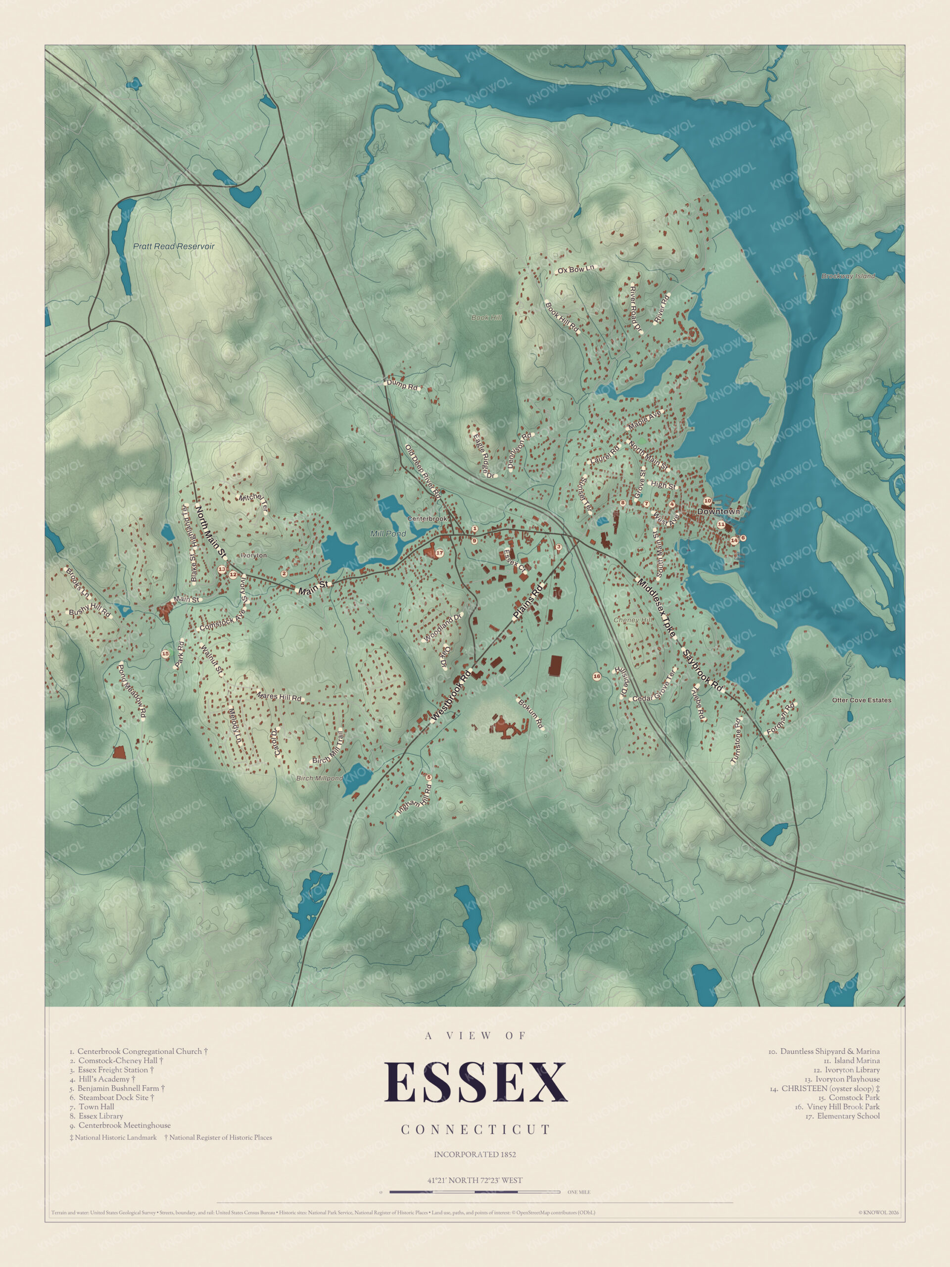 Map of Essex, Connecticut