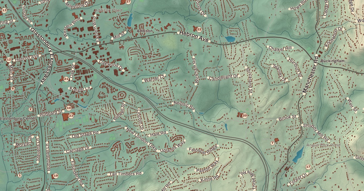 Beautifully Detailed Map of Glastonbury, Connecticut