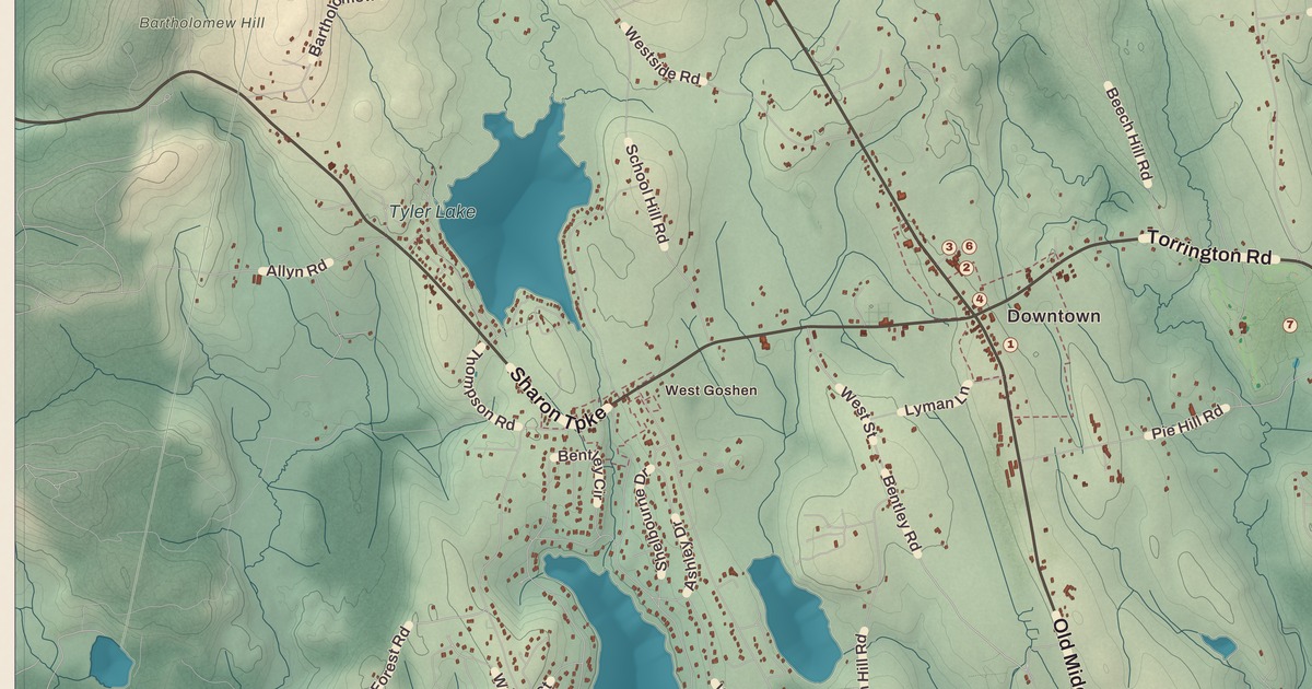 Beautifully Detailed Map of Goshen, Connecticut