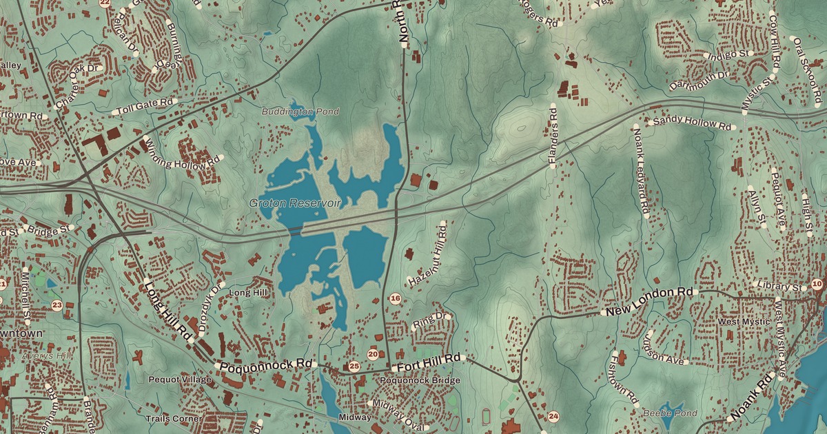 Beautifully Detailed Map of Groton, Connecticut