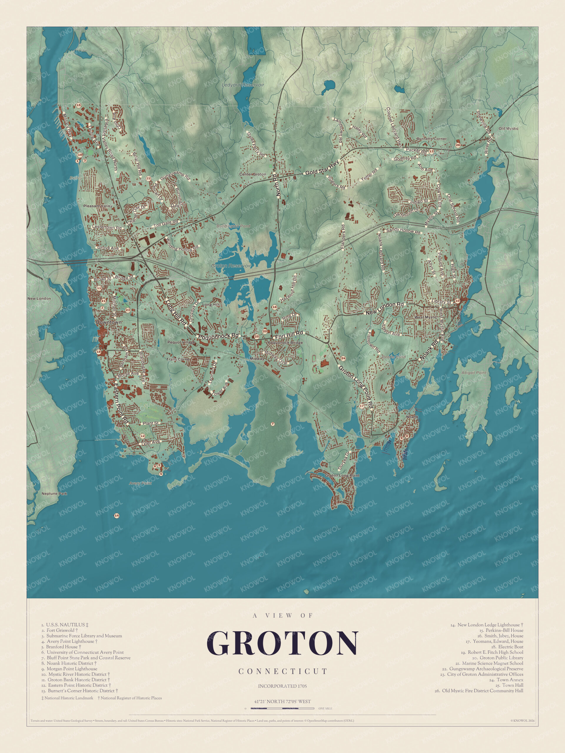 Map of Groton, Connecticut