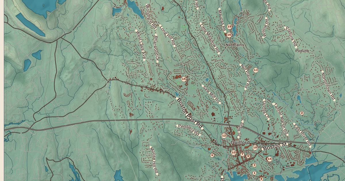 Beautifully Detailed Map of Guilford, Connecticut