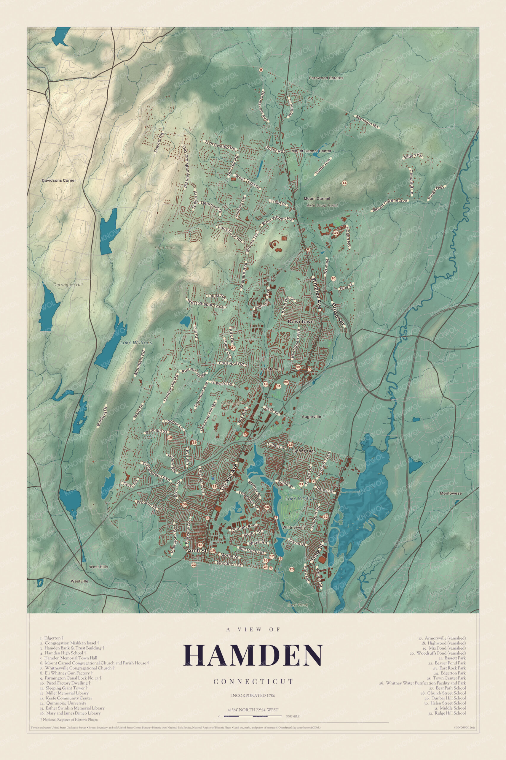 Map of Hamden, Connecticut