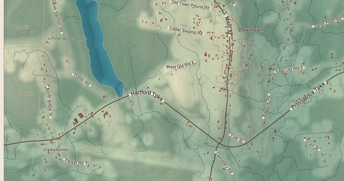 Beautifully Detailed Map of Hampton, Connecticut