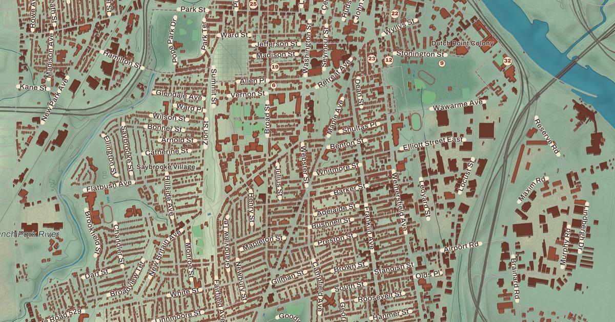 Beautifully Detailed Map of Hartford, Connecticut
