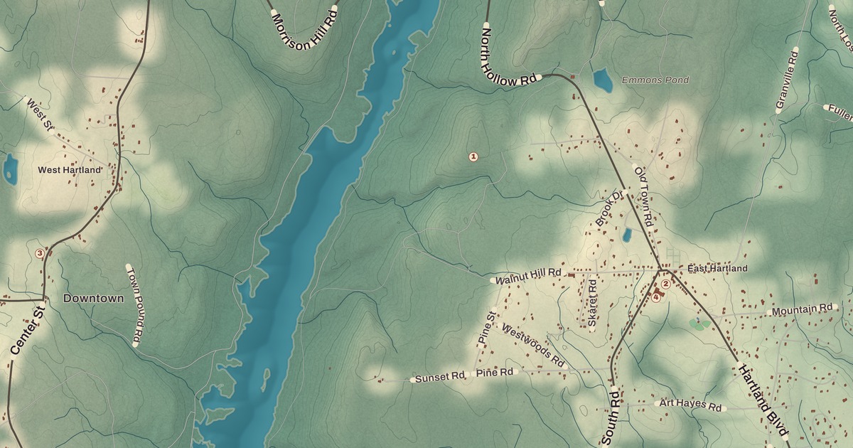 Beautifully Detailed Map of Hartland, Connecticut