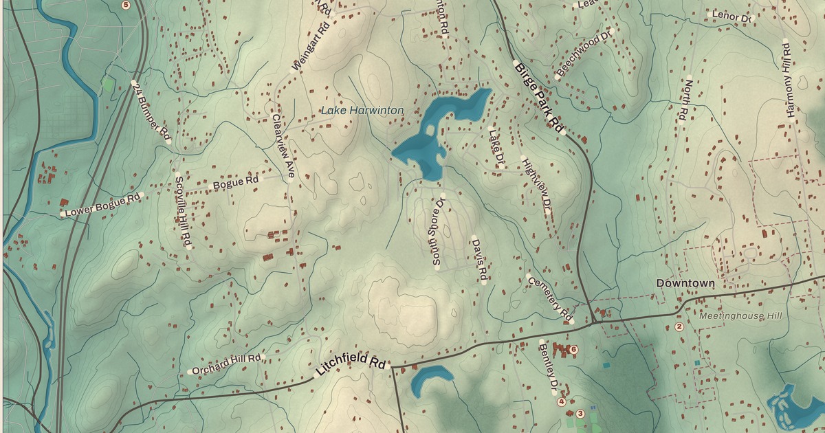 Beautifully Detailed Map of Harwinton, Connecticut