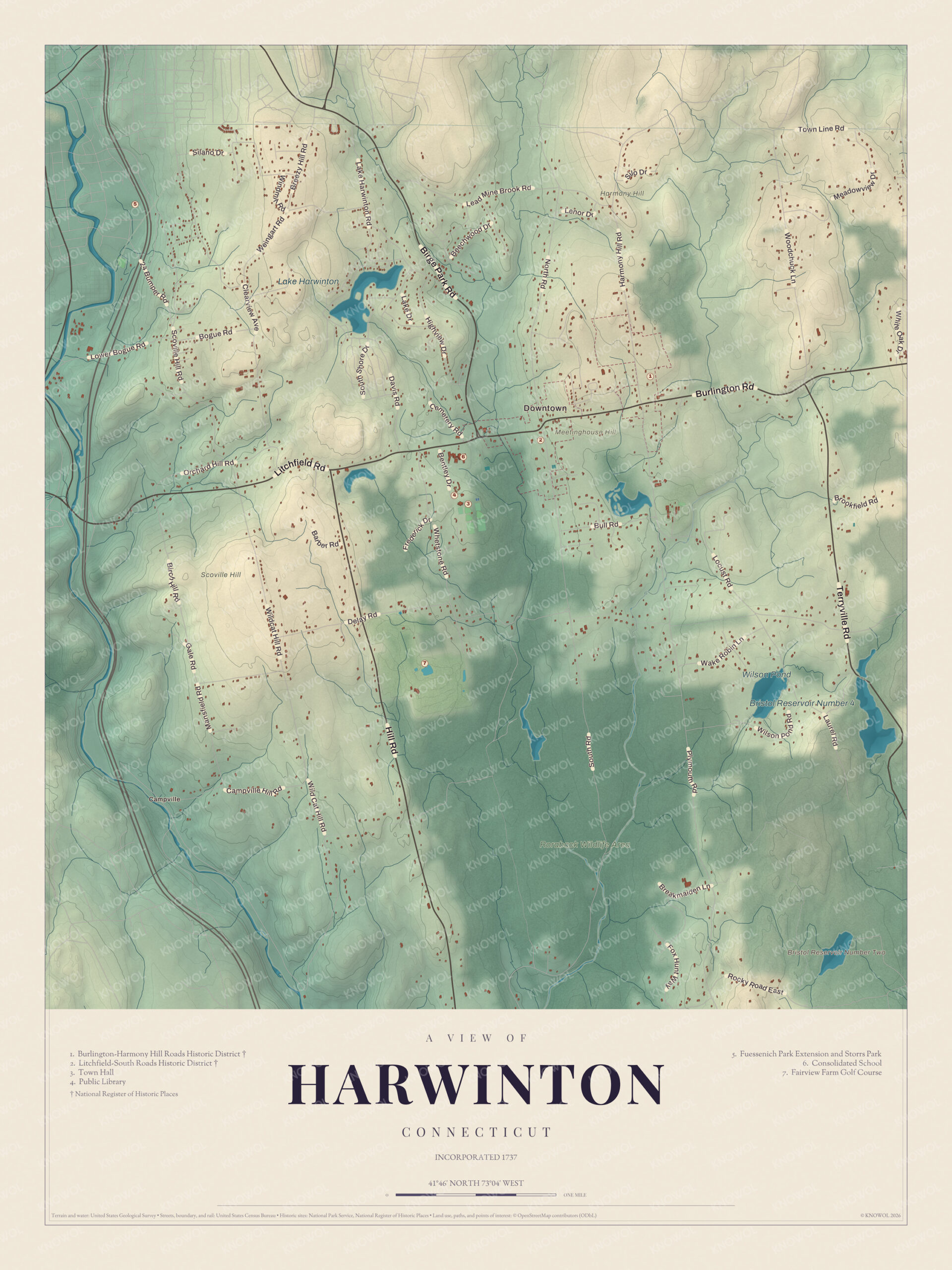 Map of Harwinton, Connecticut
