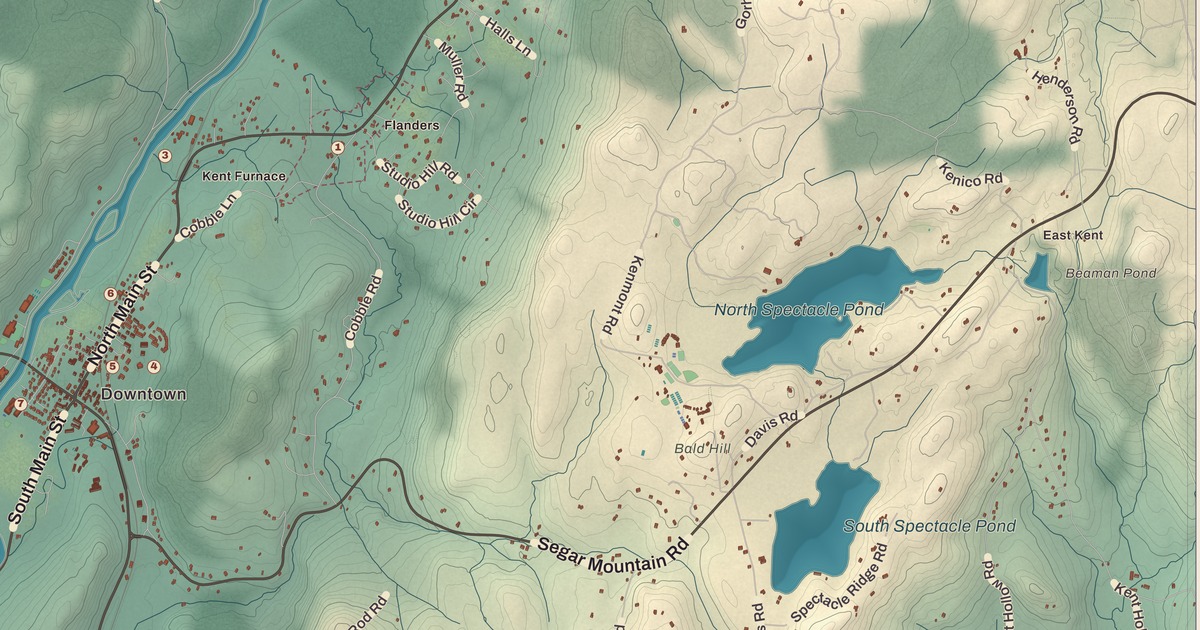Beautifully Detailed Map of Kent, Connecticut