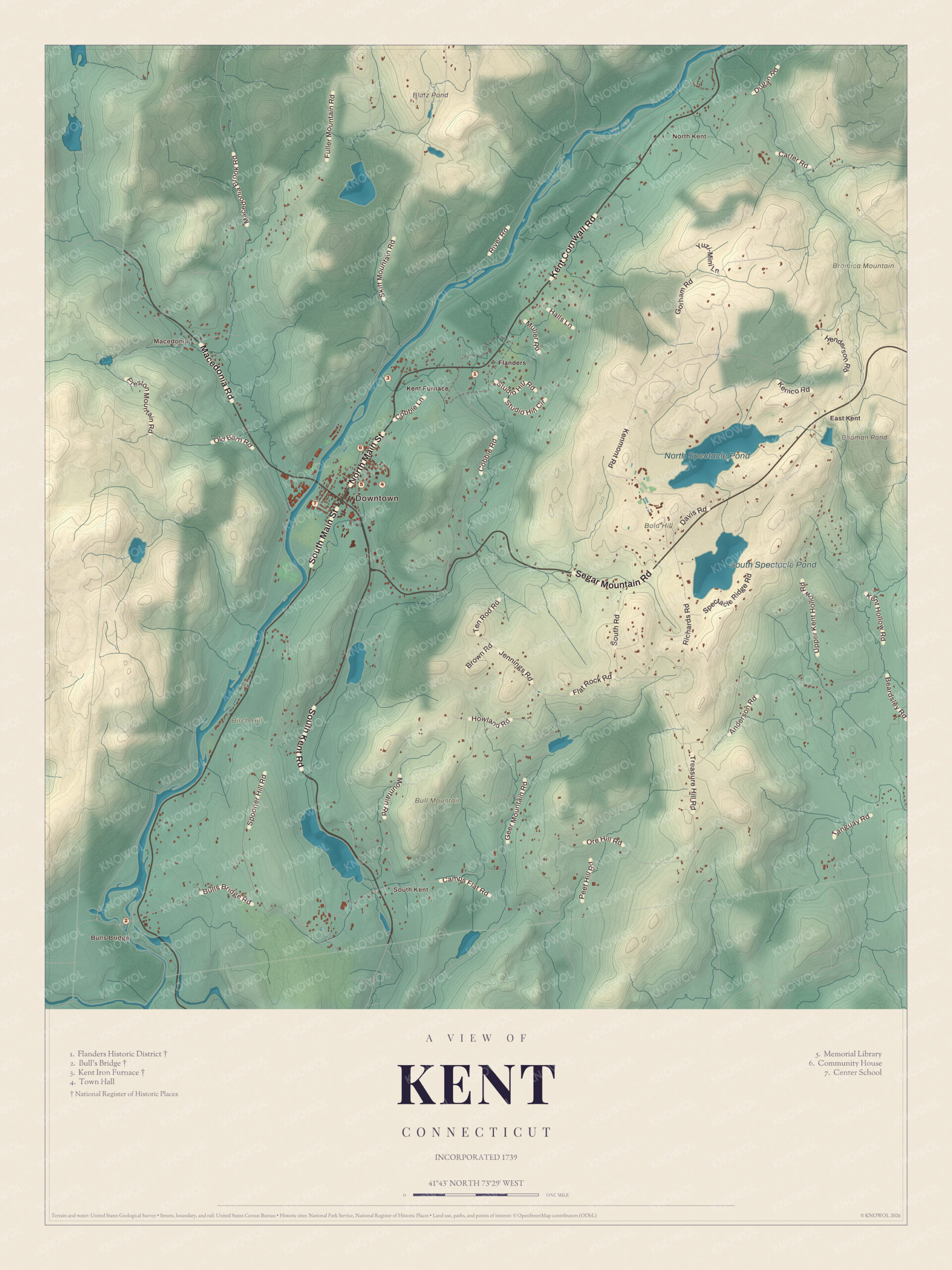 Map of Kent, Connecticut