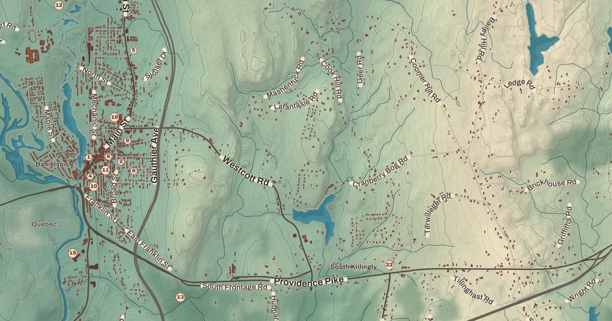 Beautifully Detailed Map of Killingly, Connecticut