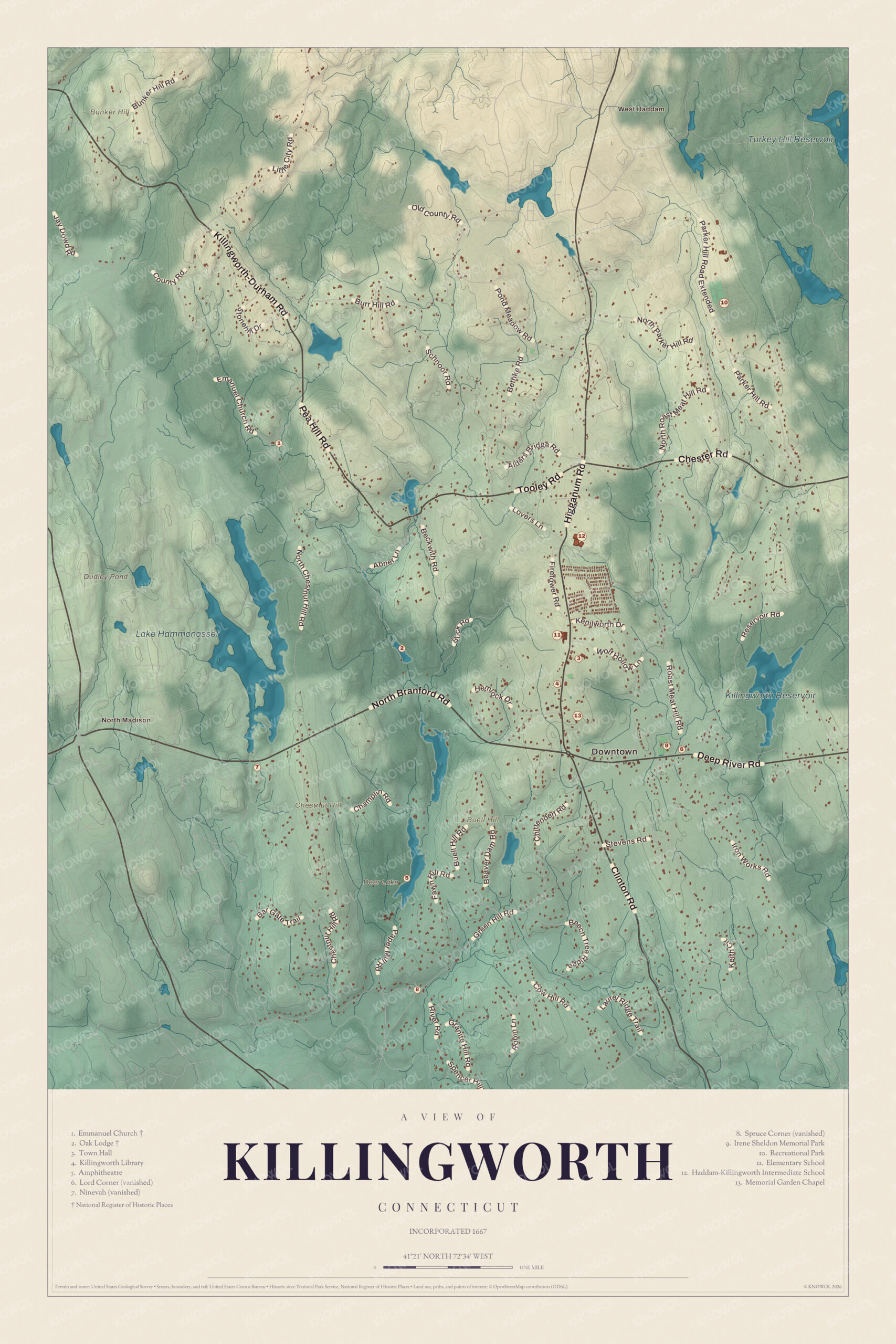 Map of Killingworth, Connecticut
