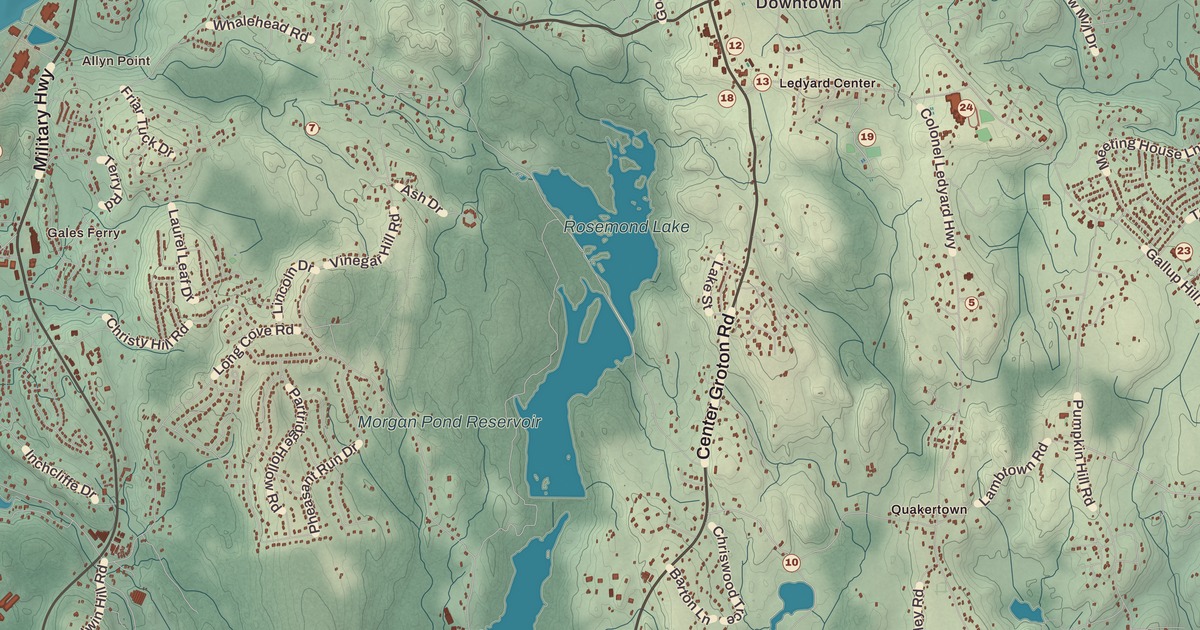Beautifully Detailed Map of Ledyard, Connecticut