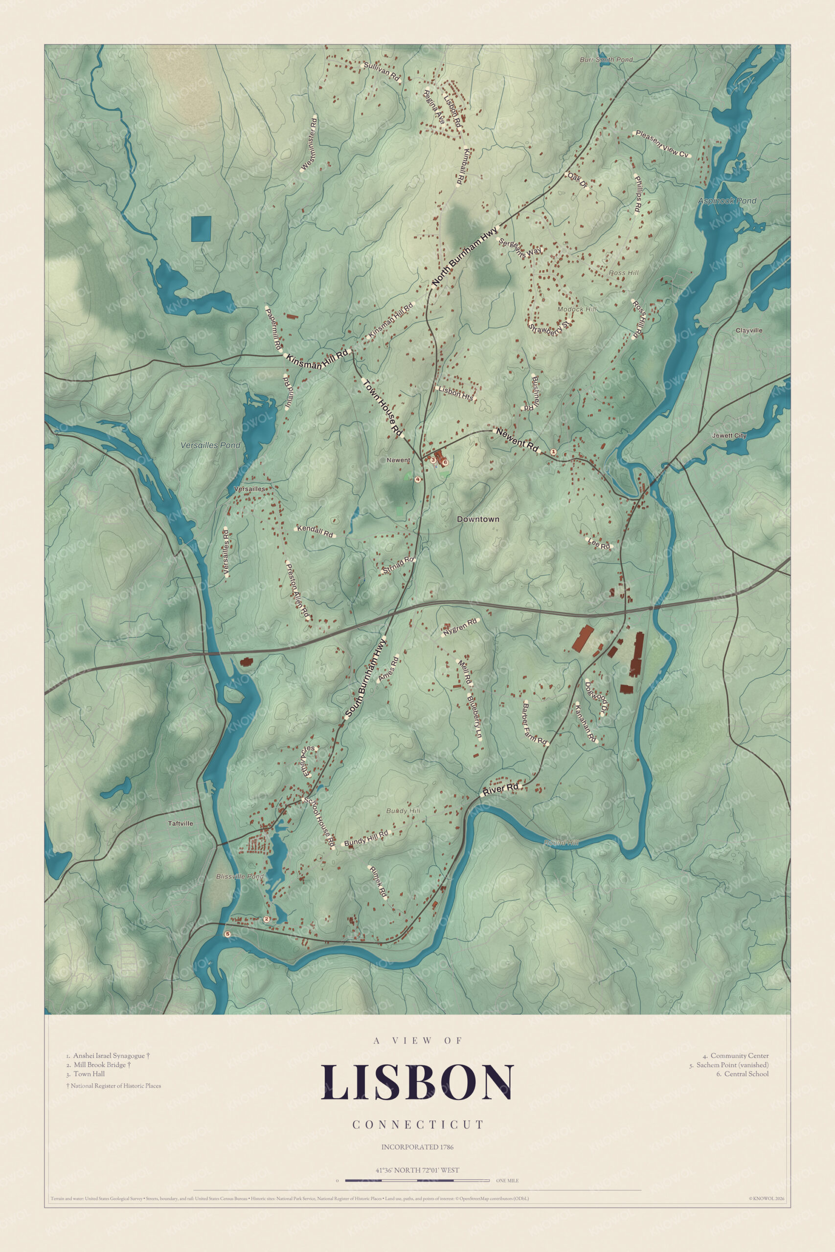 Map of Lisbon, Connecticut
