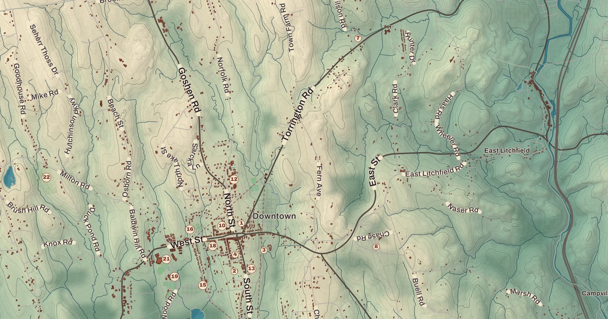 Beautifully Detailed Map of Litchfield, Connecticut