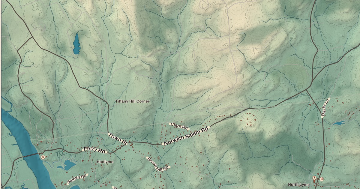 Beautifully Detailed Map of Lyme, Connecticut