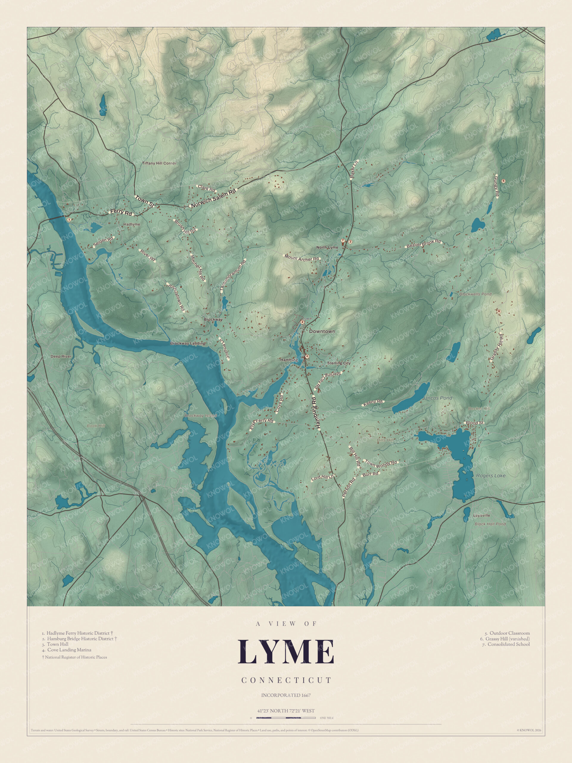 Map of Lyme, Connecticut