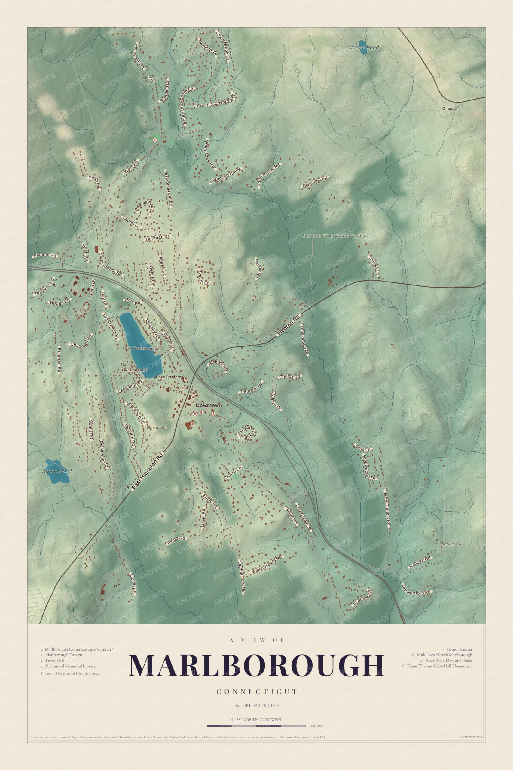 Map of Marlborough, Connecticut