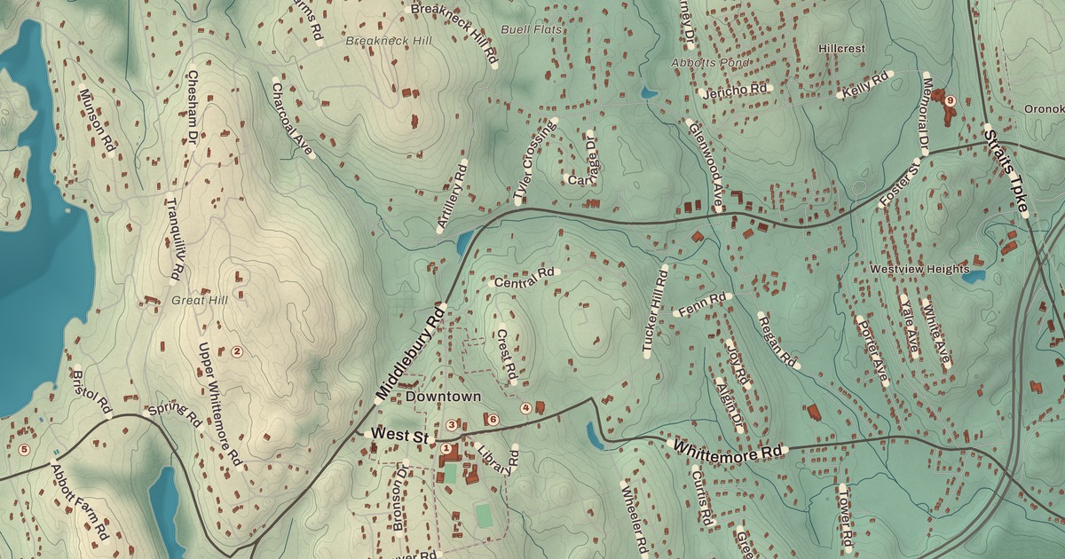 Beautifully Detailed Map of Middlebury, Connecticut