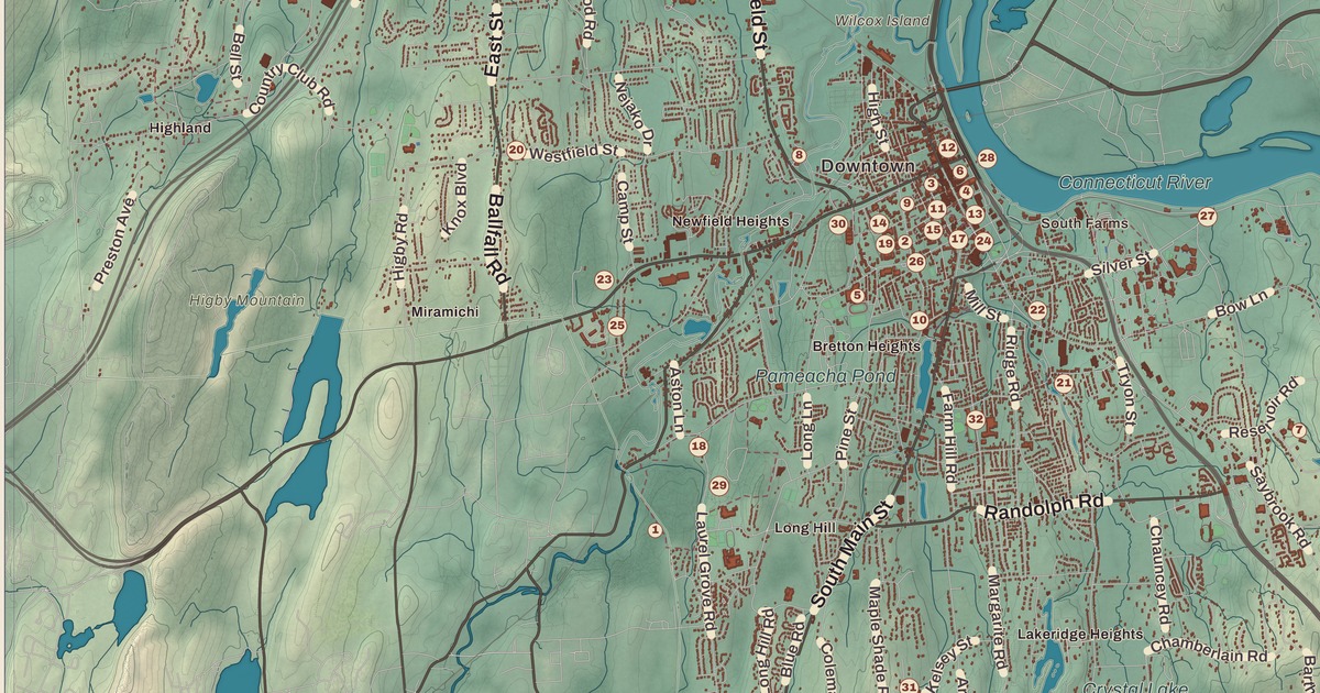 Beautifully Detailed Map of Middletown, Connecticut