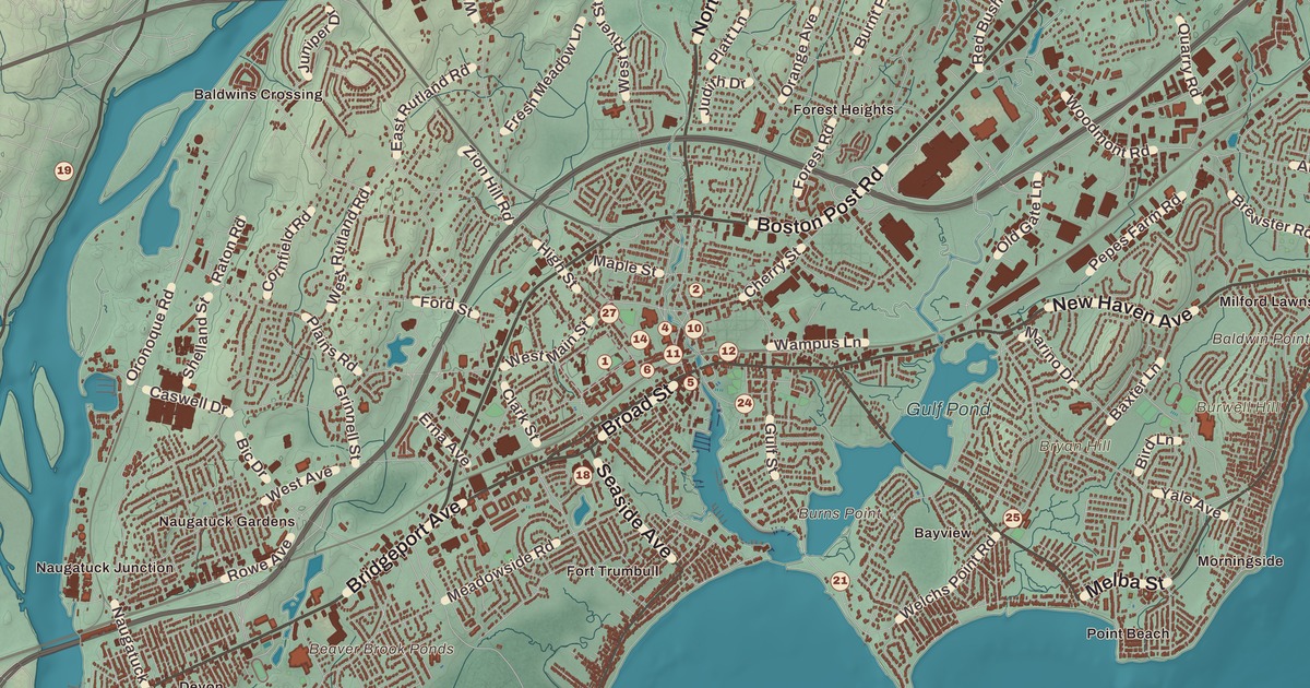 Beautifully Detailed Map of Milford, Connecticut