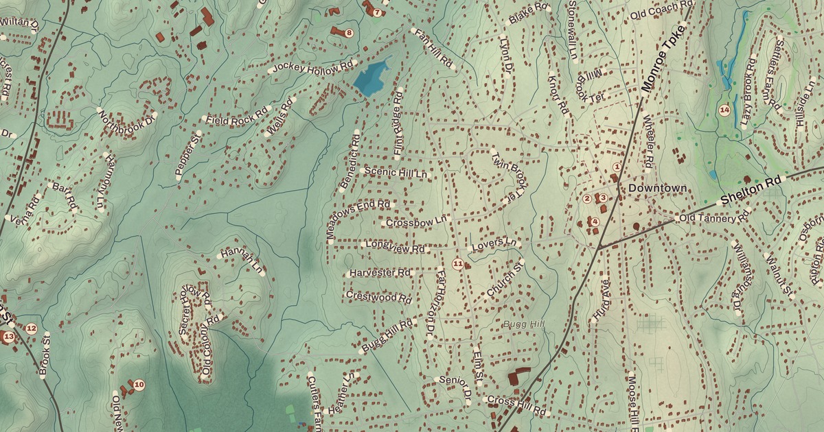 Beautifully Detailed Map of Monroe, Connecticut