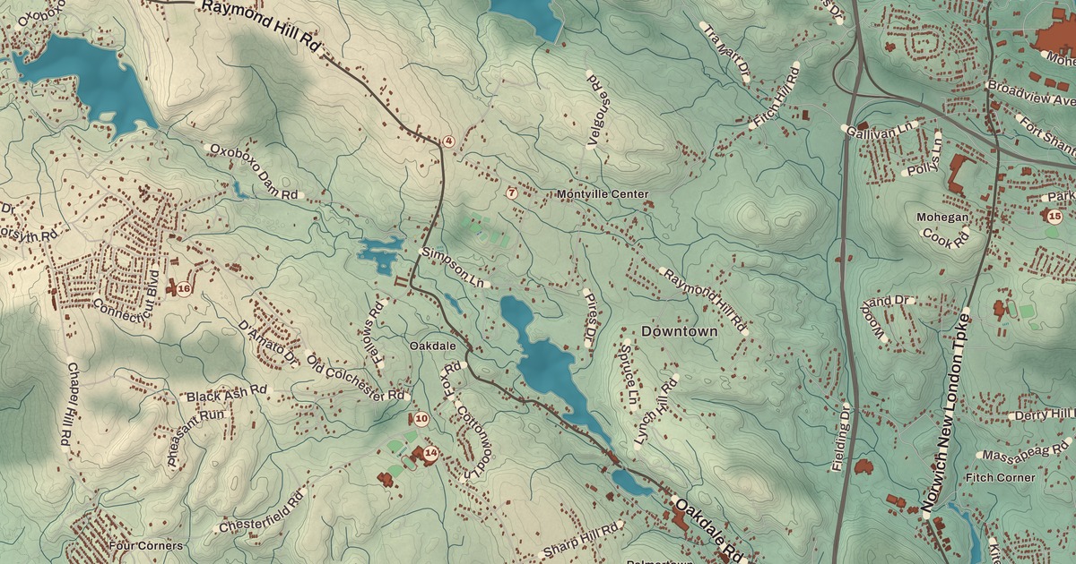 Beautifully Detailed Map of Montville, Connecticut