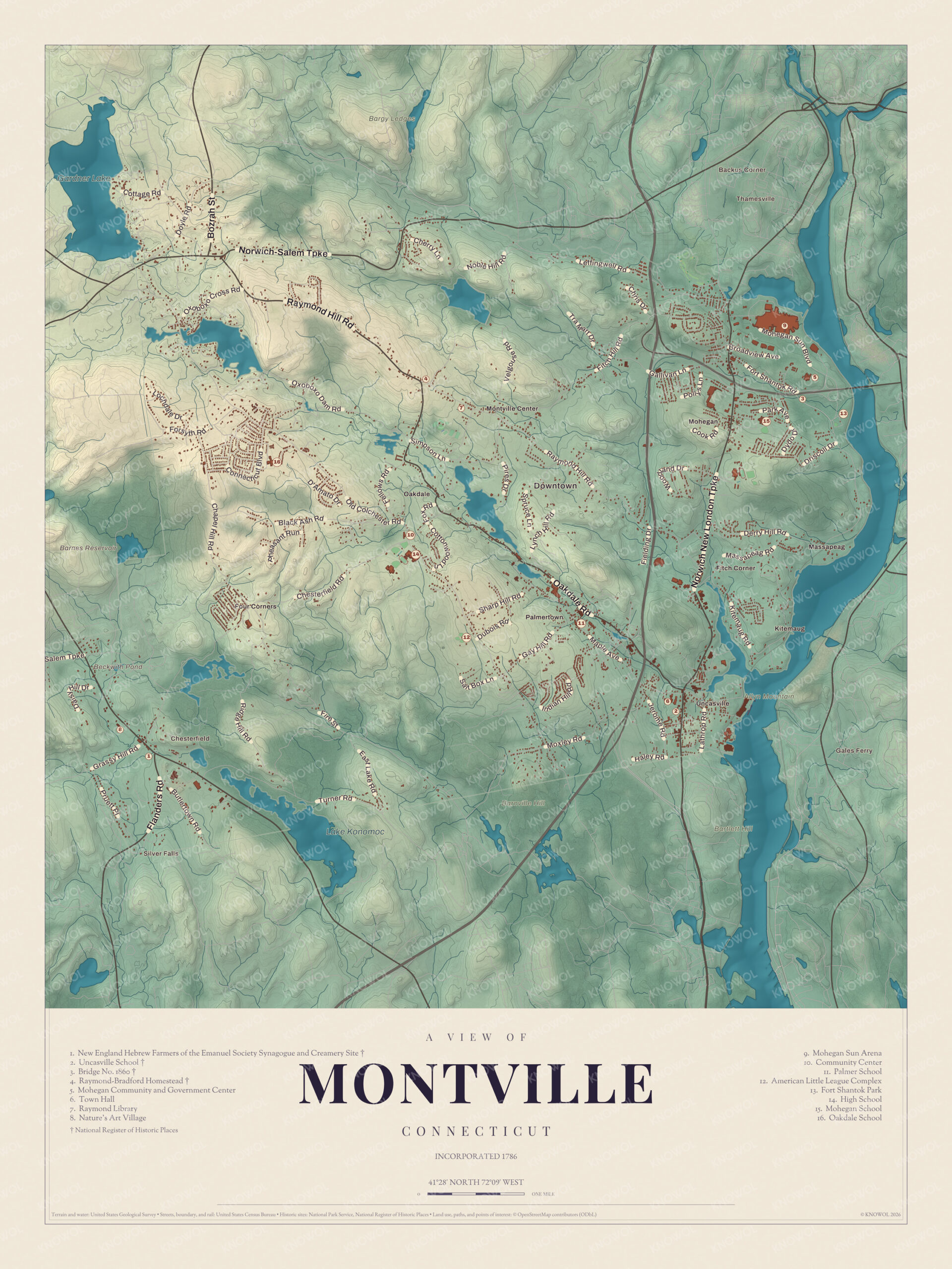 Map of Montville, Connecticut