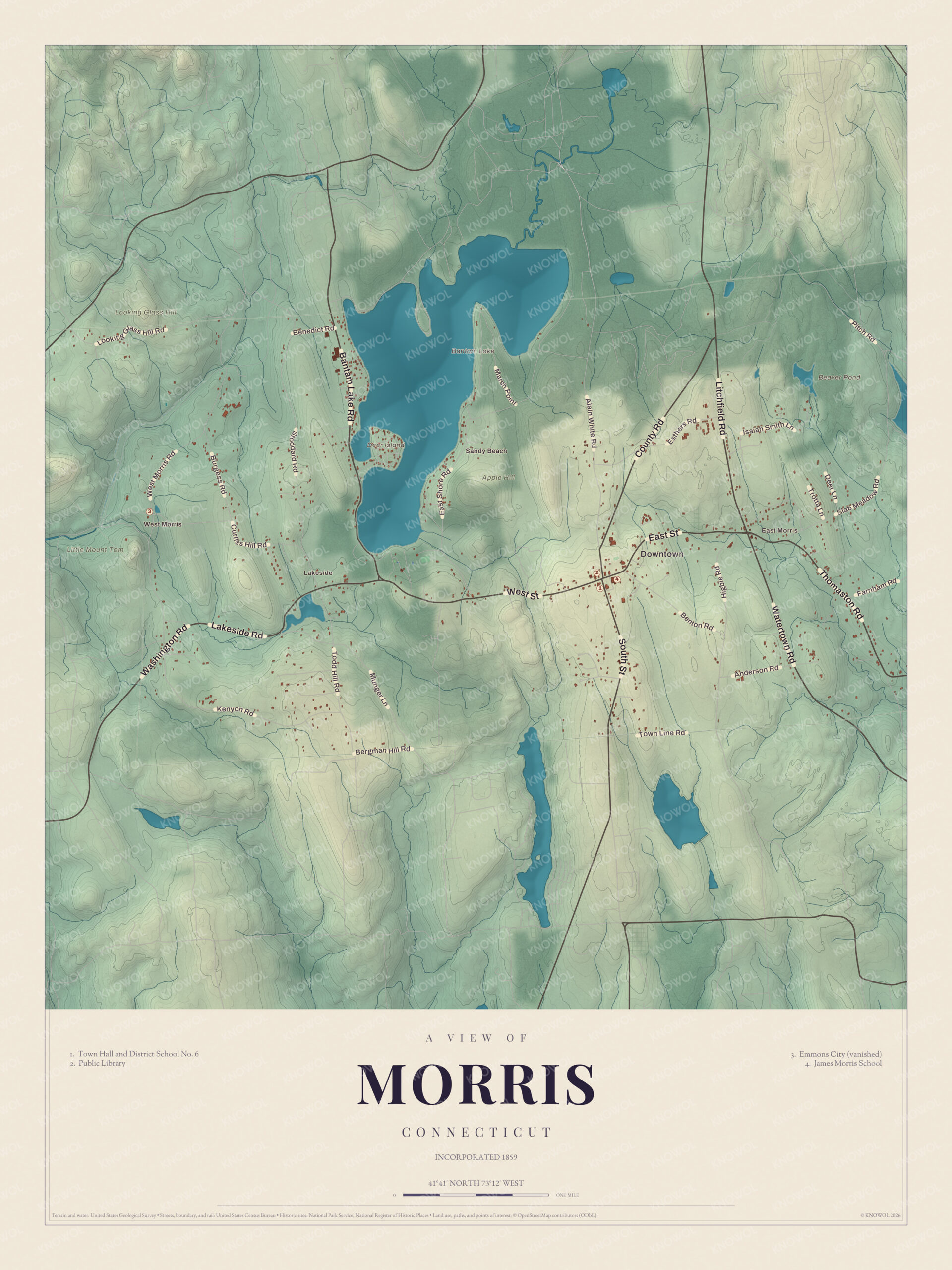 Map of Morris, Connecticut